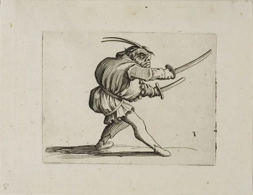 The Duelist with Two Swords, from Varie Figure Gobbi by Jacques Callot, print, 1616