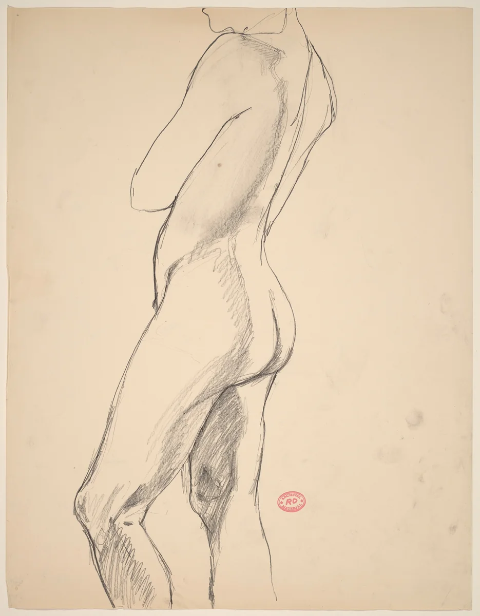 Untitled [side view of a standing nude] by Richard Diebenkorn, drawing, 1955-1967