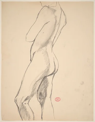 Untitled [side view of a standing nude] by Richard Diebenkorn, drawing, 1955-1967