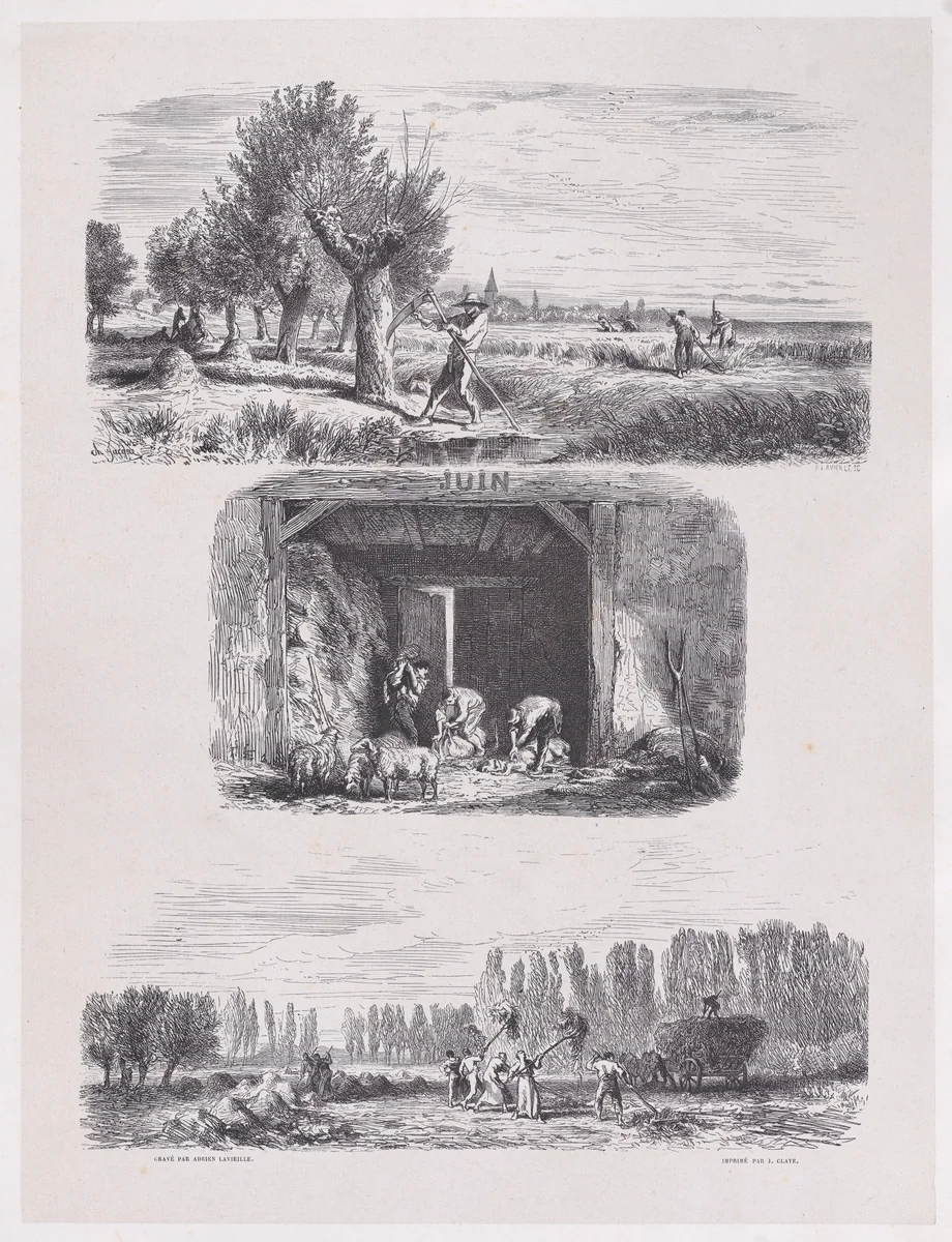 June, from "Album of Rustic Subjects" by Charles Jacque, print, 1859