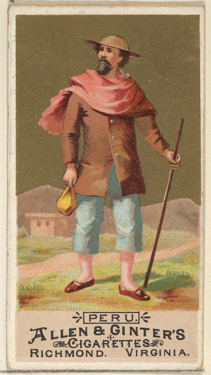 Peru, from the Natives in Costume series (N16) for Allen & Ginter Cigarettes Brands by Allen & Ginter, print, 1886