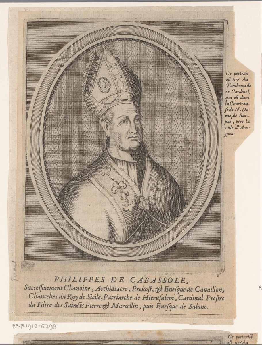 Portret van Philippe de Cabassoles by Etienne Picart, print, 1660