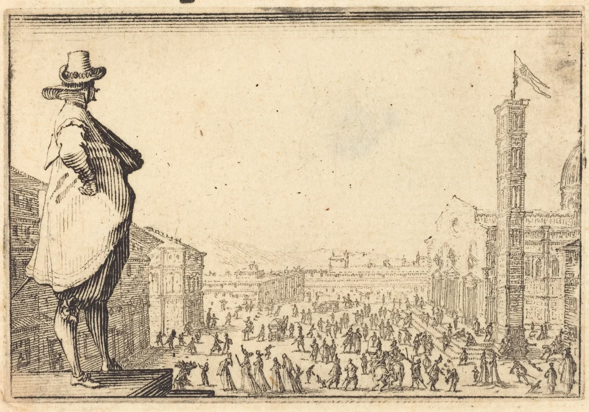 Piazza del Duomo, Florence by Jacques Callot, print, 1617