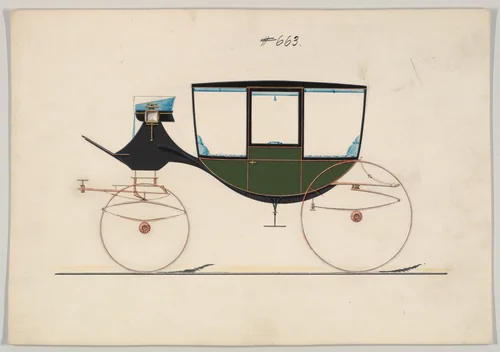Curtain Coach #663 by Brewster & Co., drawing, 1865-1875
