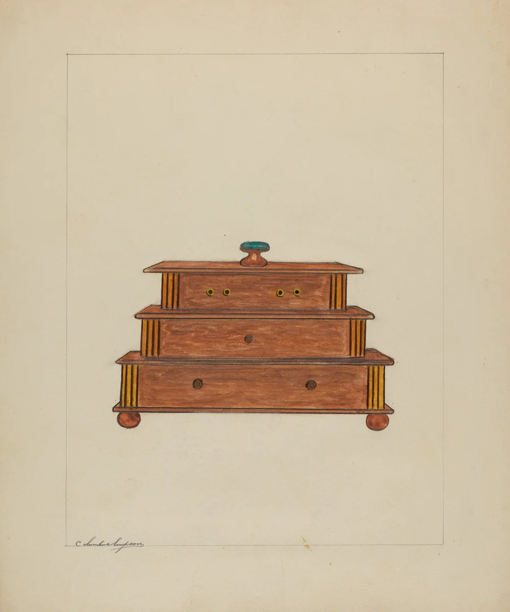 Sewing Box by Columbus Simpson, index of american design, 1937