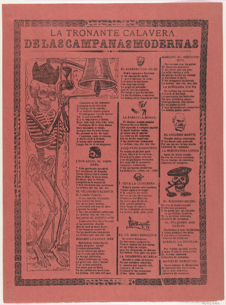 The thundering skeleton of the modern bells by José Guadalupe Posada, print, 1905