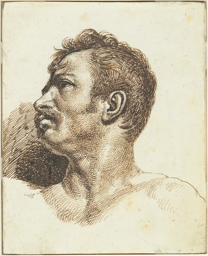 Head of a Man [recto] by Théodore Gericault, drawing, 1791-1824