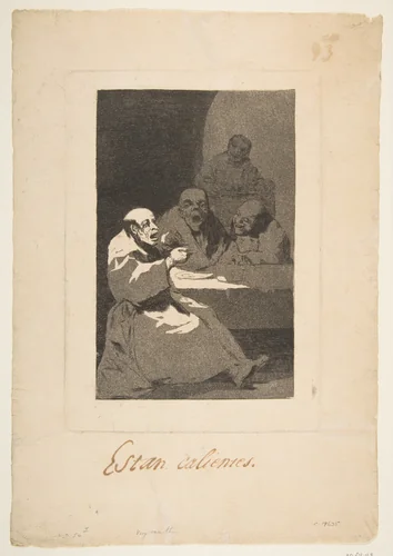Plate 13 from 'Los Caprichos':They are Hot (Estan Calientes) by Goya, print, 1793-1803