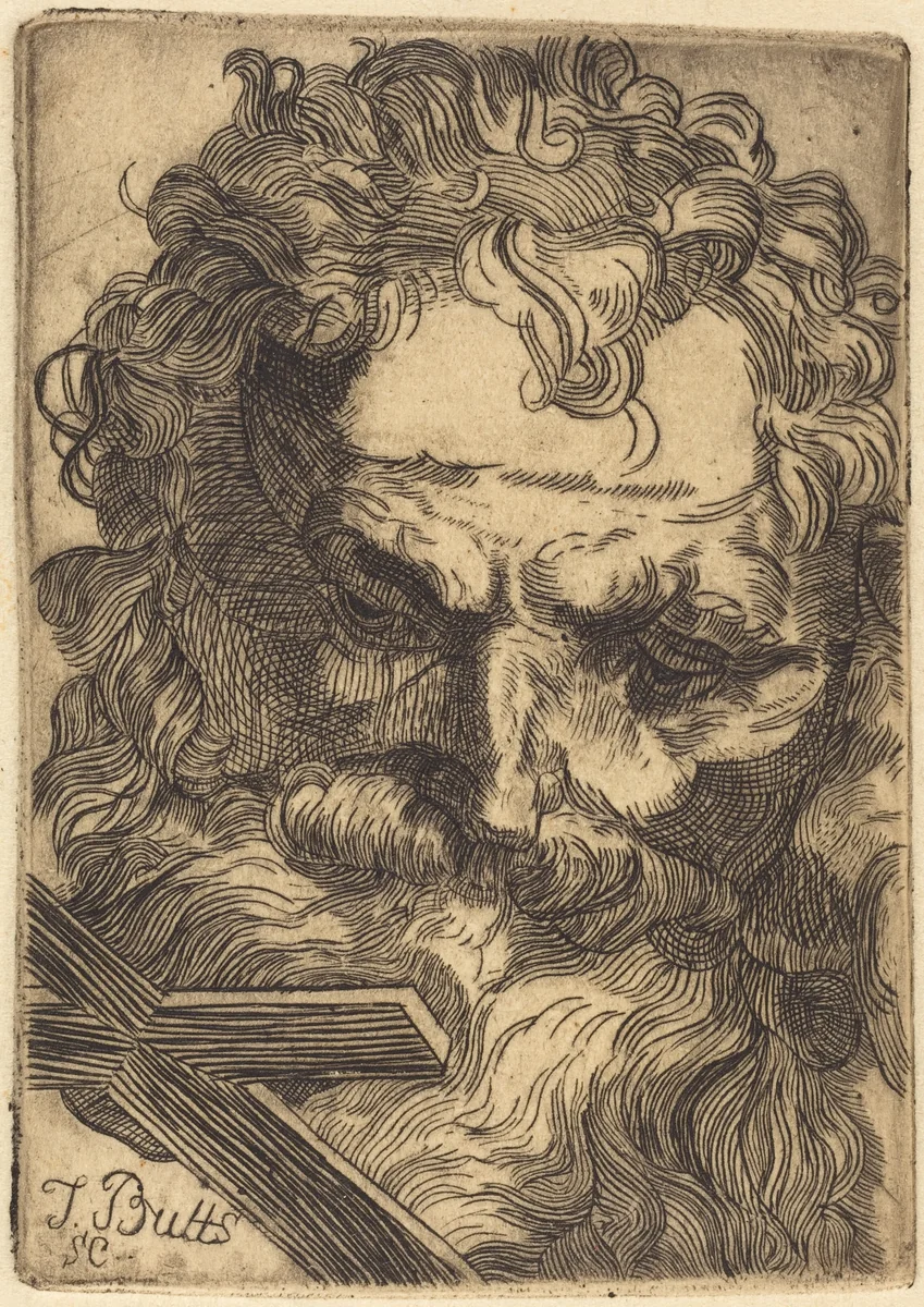 Head of Saint John the Baptist by Thomas Butts, Jr., print, 1728-1866