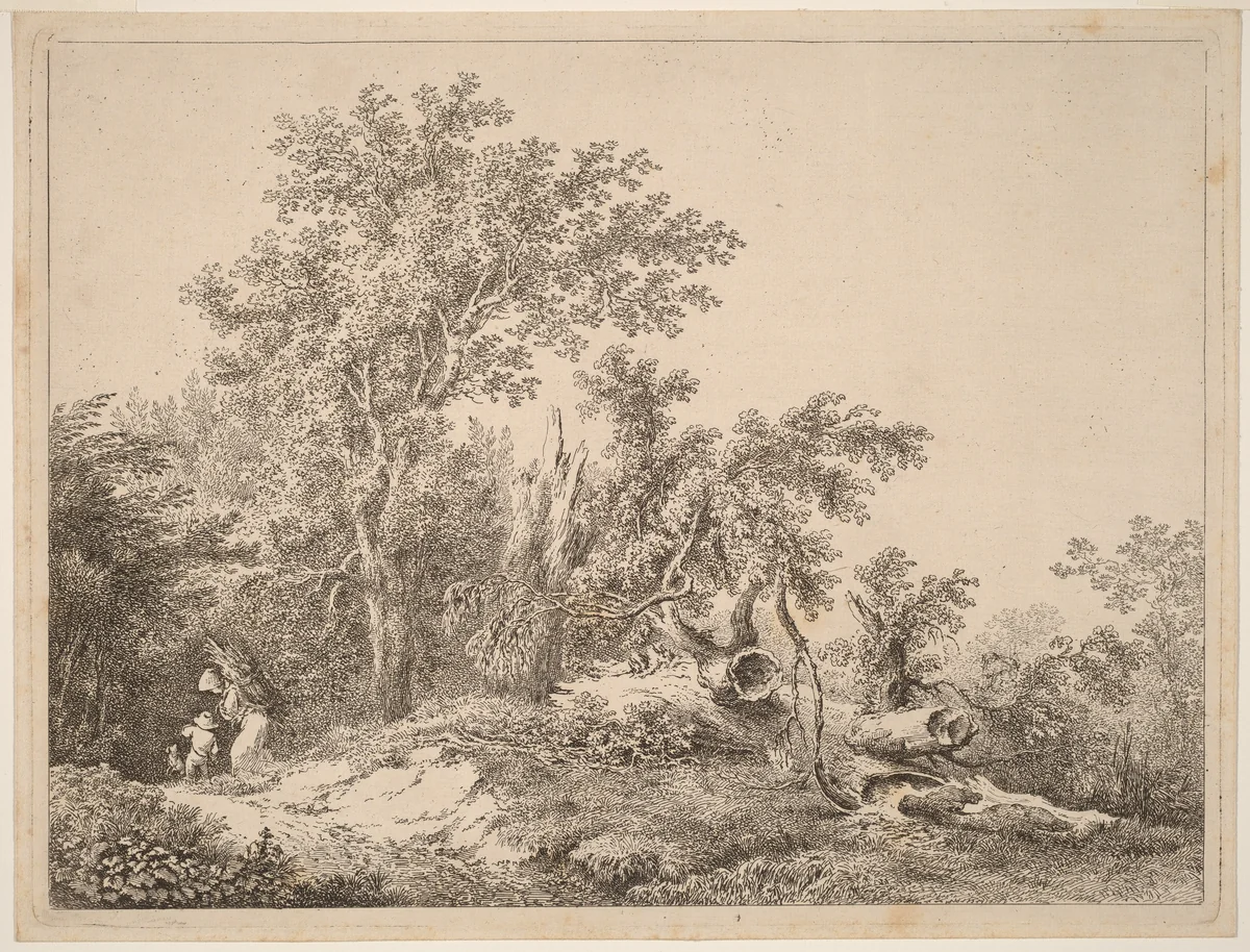 Landscape with Broken Tree by Martin von Molitor, print, 1795-1805