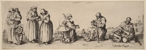 Six Men and Women Beggars by Wenceslaus Hollar, print, 1630