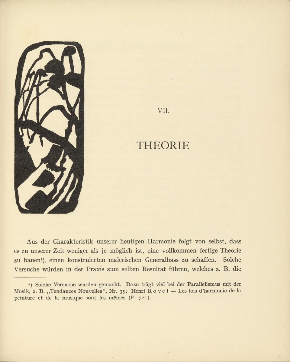 Vignette next to "Theory" ("Theorie") (headpiece, page 81) from Über das Geistige in der Kunst (Concerning the Spiritual in Art) by Wassily Kandinsky, illustrated book, 1911