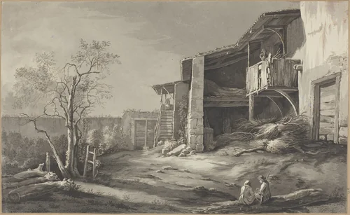 A Farmyard by Jean Jacques de Boissieu, drawing, 1736-1810