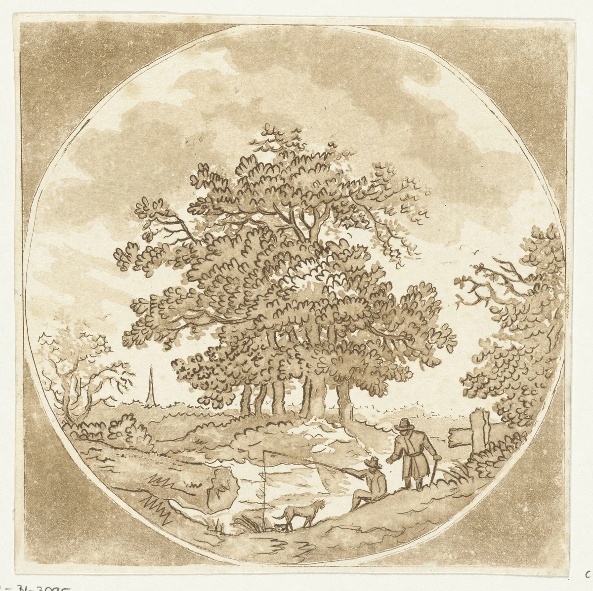 Landschap met hengelaar by Anthonie van den Bos, print, 1778-1838