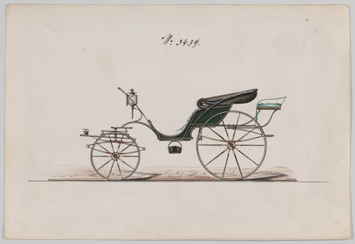Design for Pony Phaeton, no. 3439 by Brewster & Co., drawing, 1878