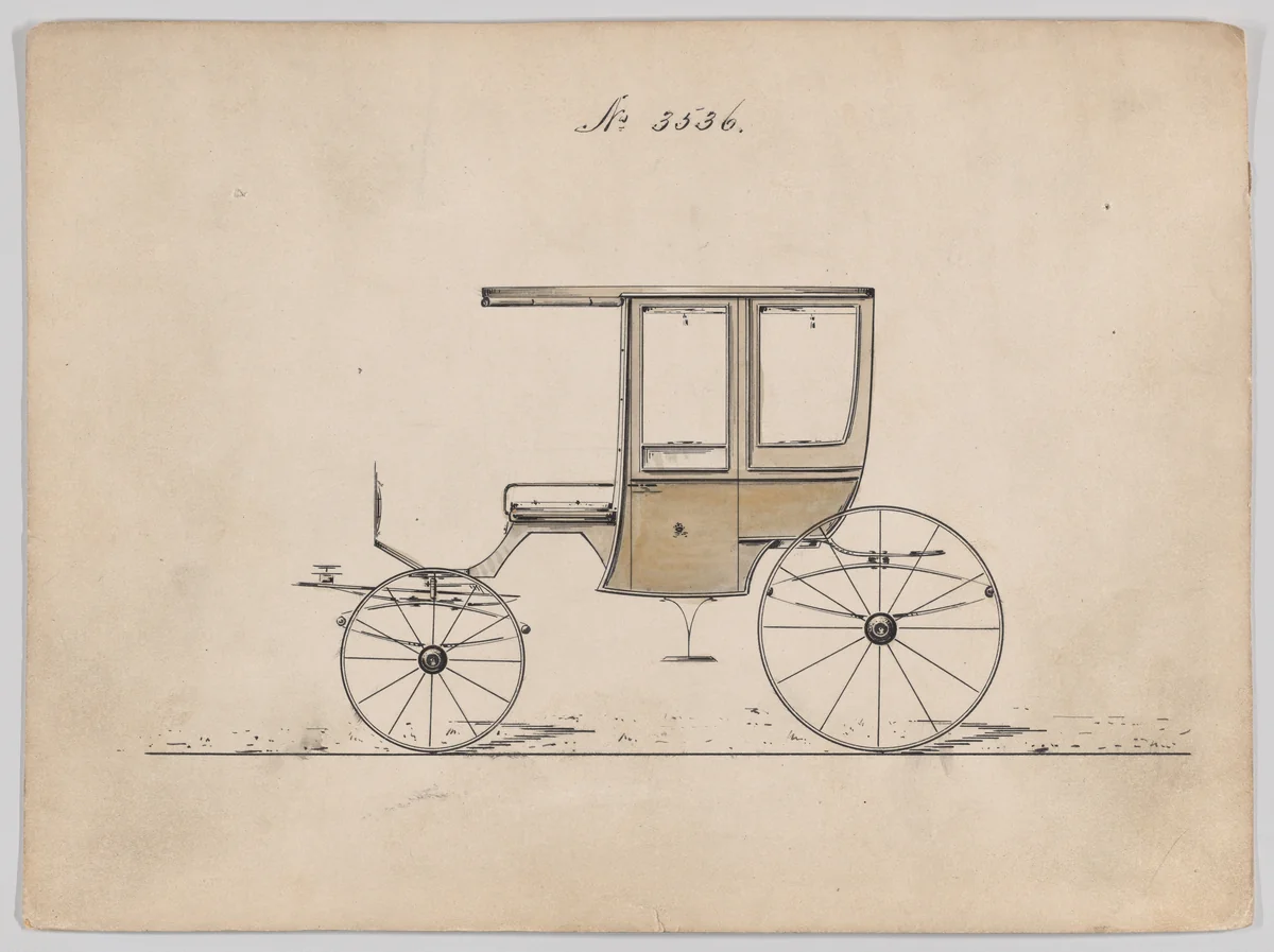 Design for 4 seat Rockaway, no. 3536 by Brewster & Co., drawing, 1879