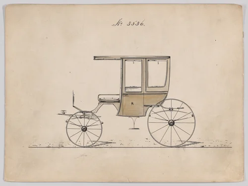 Design for 4 seat Rockaway, no. 3536 by Brewster & Co., drawing, 1879