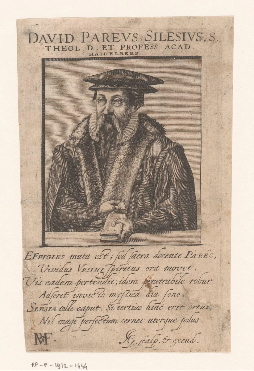 Portret van David (II) Pareus by Unknown, print, 1588-1622