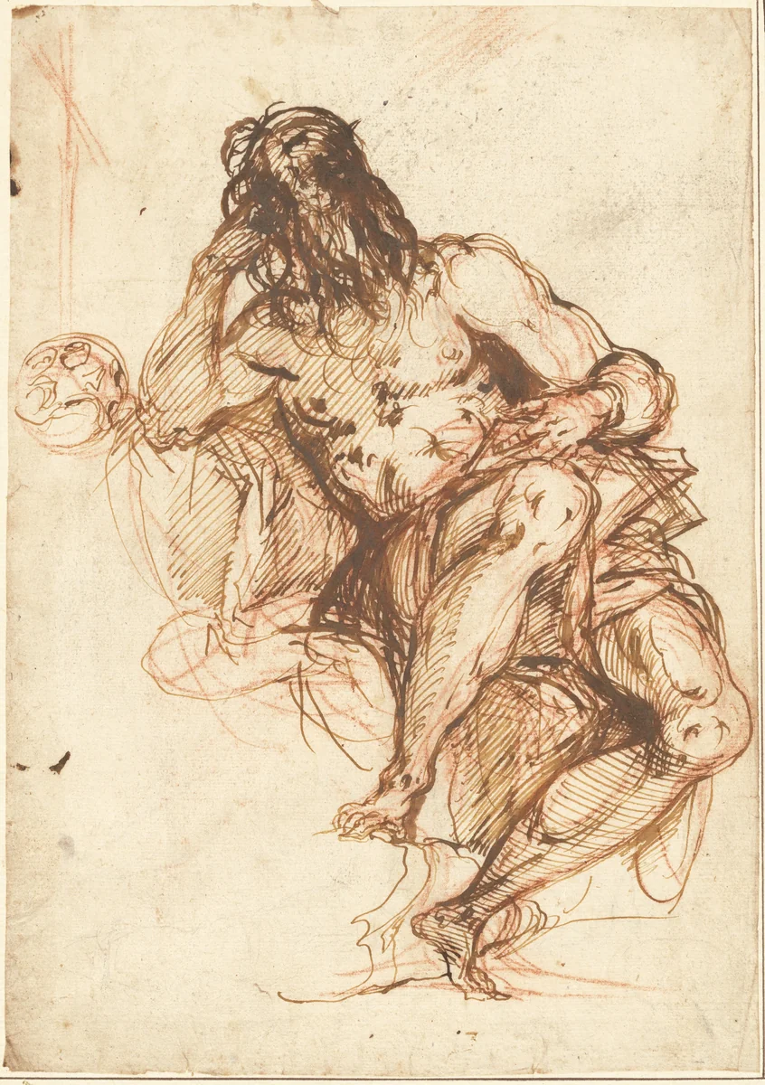 Saint Jerome by Alessandro Vittoria, drawing, 1565-1570