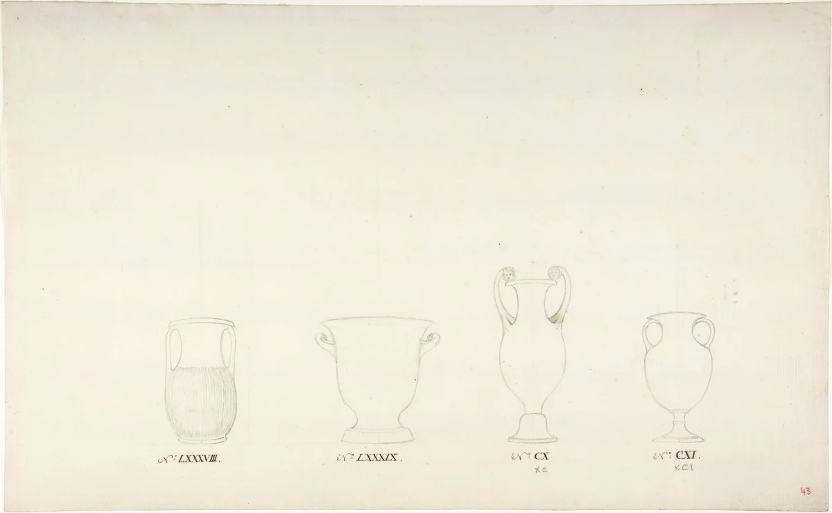 Design for Four Vases by anonymous, drawing, 1765-1790
