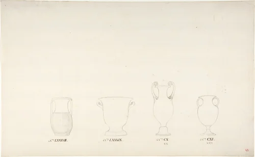Design for Four Vases by anonymous, drawing, 1765-1790