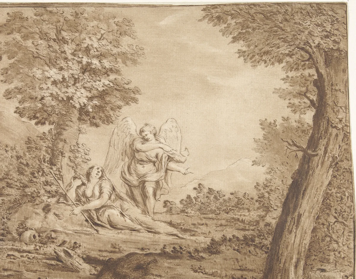 Hagar in de woestijn by Jurriaan Cootwijck, print, 1759
