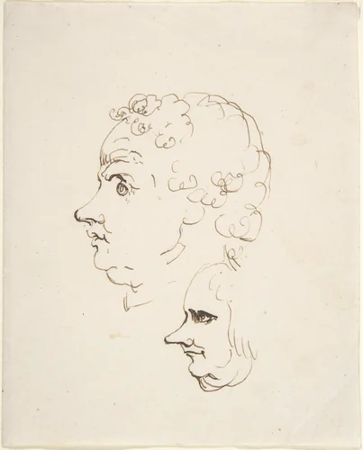Two Caricature Heads of Men by Johann Heinrich Wilhelm Tischbein, drawing, 1794-1810