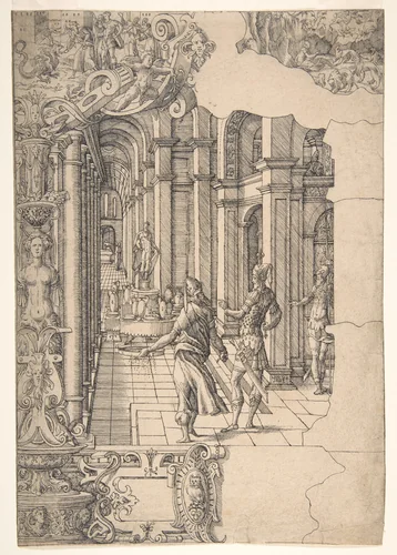 Three Scenes from the Life of the Prophet Daniel by Jost Amman, drawing, 1564