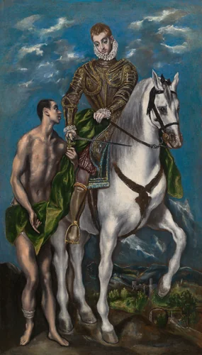 Saint Martin and the Beggar by El Greco, painting, 1597-1600
