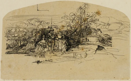 Rest with the Guard by Rodolphe Bresdin, drawing, 1842-1885