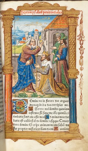 Printed Book of Hours (Use of Rome): fol. 65r, David and Samuel by Guillaume Le Rouge, book, 1510