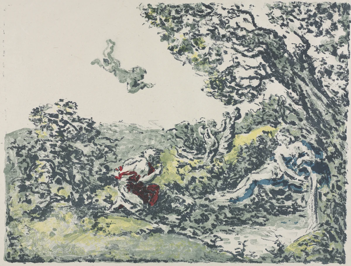 Satyr and Flying Cupid by Ker Xavier Roussel, print, 1900