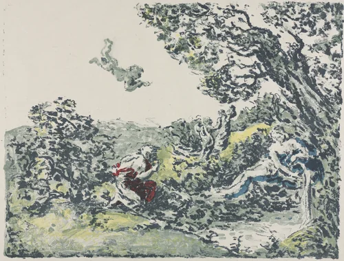 Satyr and Flying Cupid by Ker Xavier Roussel, print, 1900