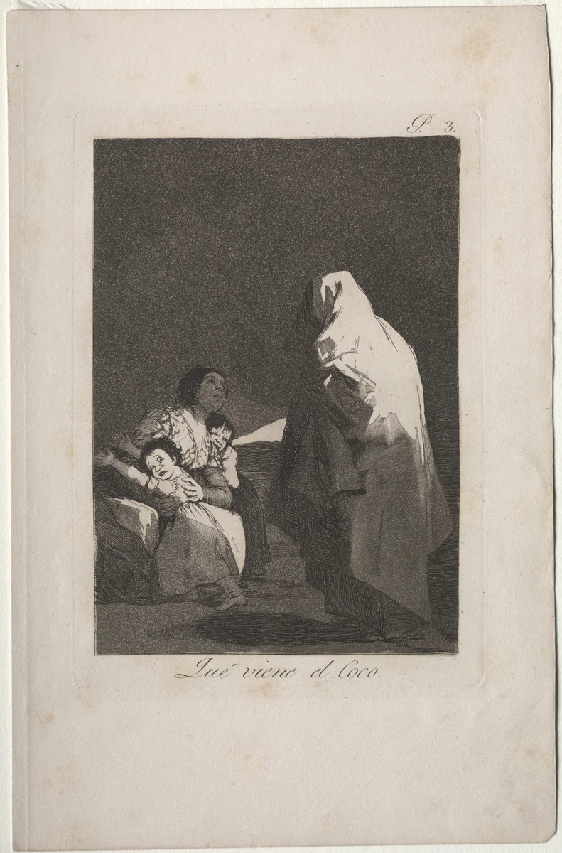 Here Comes the Bogeyman, Plate 3 by Francisco de Goya, print, 1799