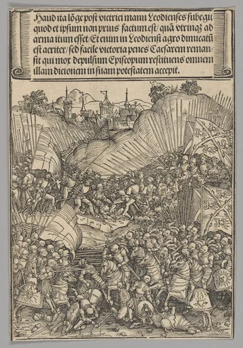 Battle for Liège, plate 8 from Historical Scenes from the Life of Emperor Maximilian I from the Triumphal Arch by Wolf Traut, print, 1515-1517