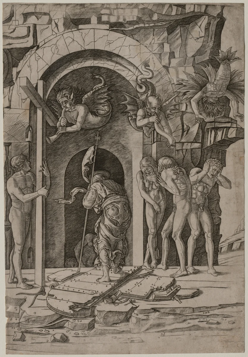 Descent into Limbo by Giovanni Antonio da Brescia, print, 1490-1500