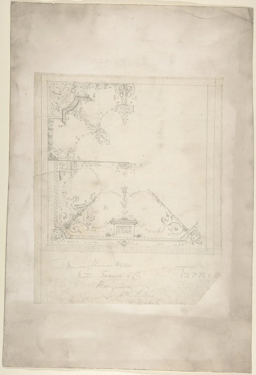 Design for a Ceiling for Thomas Wells by anonymous, drawing, 1800-1900