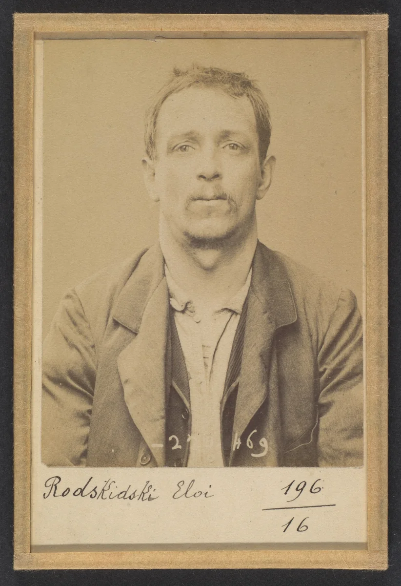 Rodskidski. Eloi, Jean-Baptiste. 37 ans, né à Paris Xlle 13/12/56. Mécanicien. Anarchiste. 2/7/94 by Alphonse Bertillon, photograph, 1894