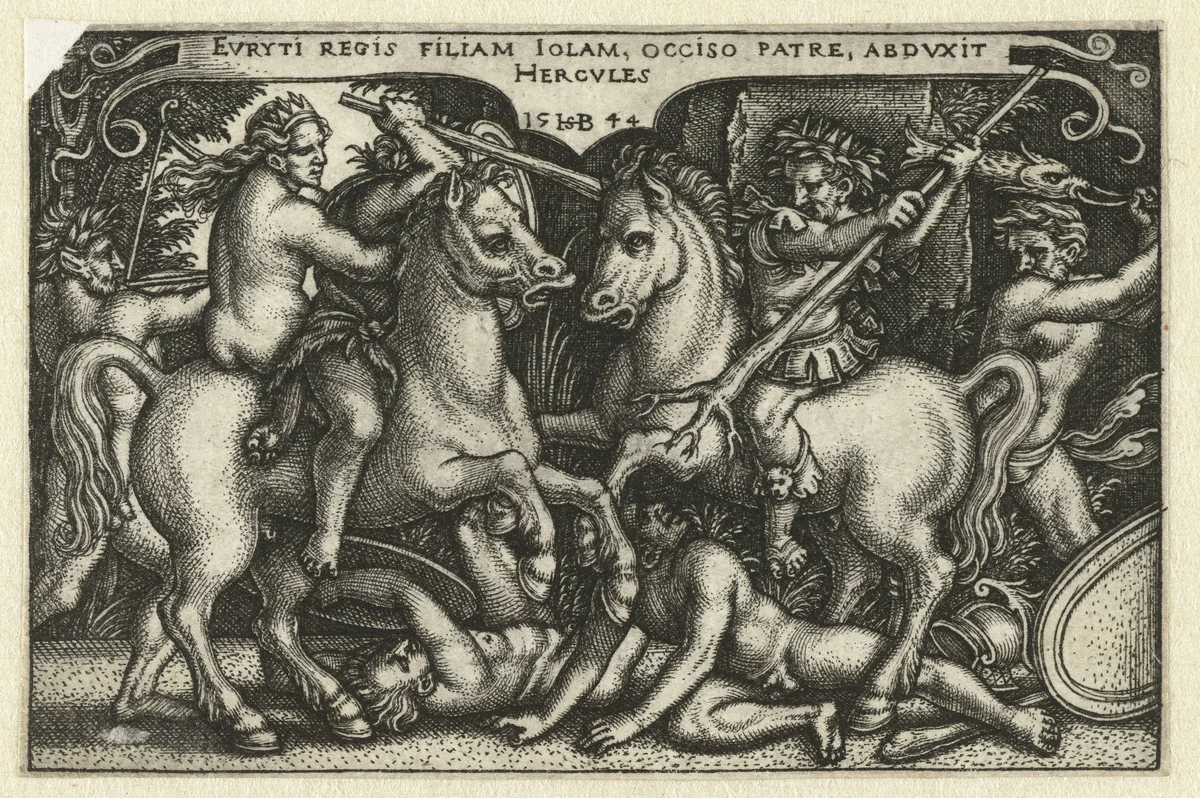 Hercules ontvoert Jole by Unknown, print, 1544
