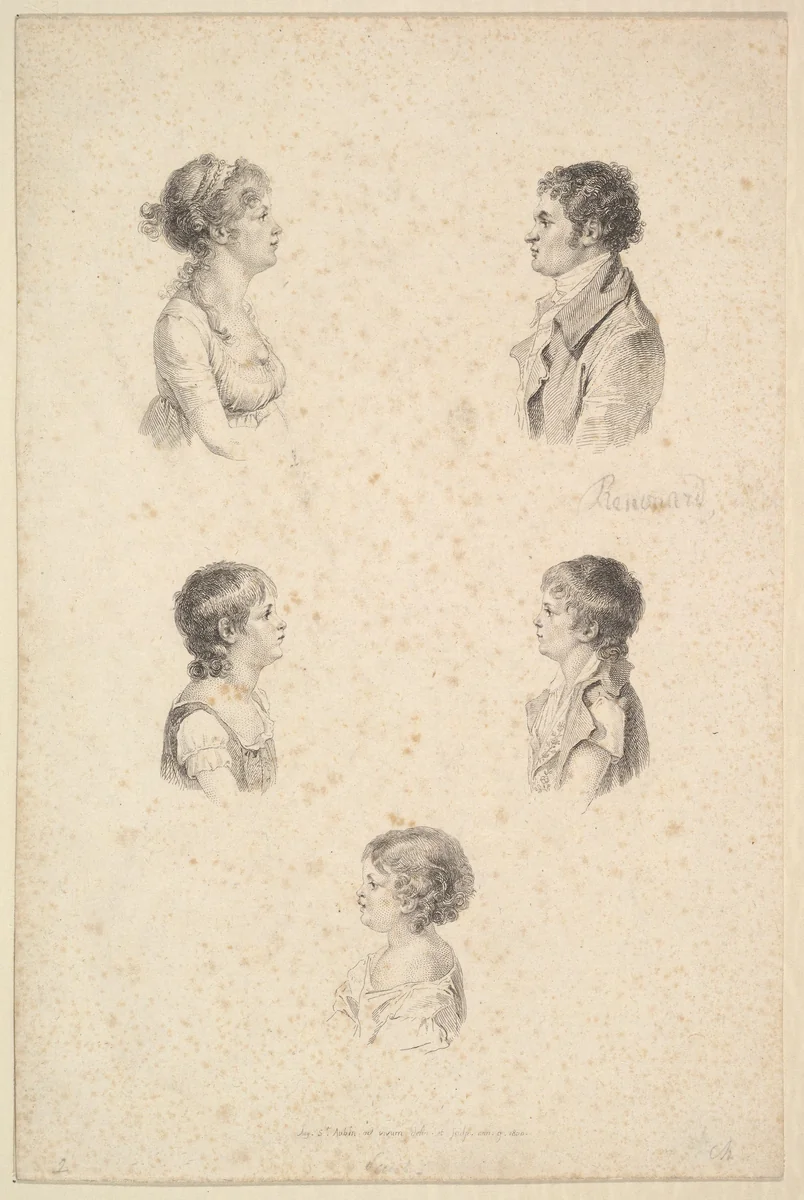 La Famille Renouard (The Renouard Family) by Augustin de Saint-Aubin, print, 1800-1801