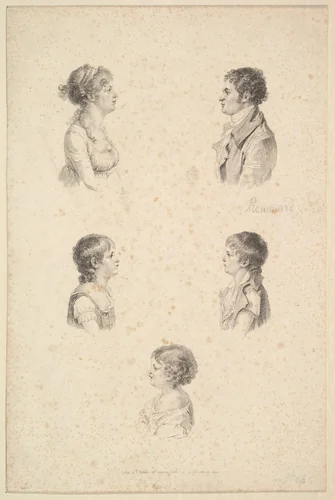 La Famille Renouard (The Renouard Family) by Augustin de Saint-Aubin, print, 1800-1801
