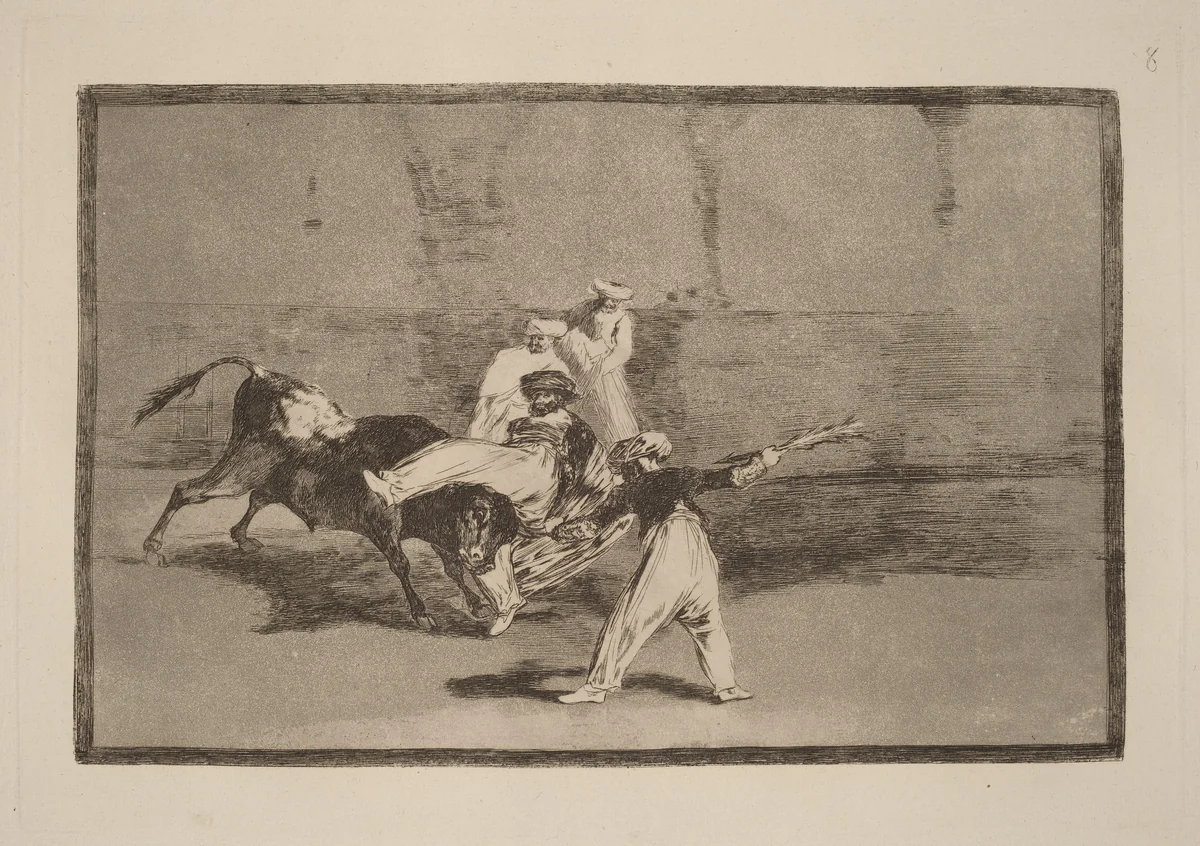 Cogida de un moro estando en la plaza (A Moor Caught by the Bull in the Ring) by Francisco Goya, portfolio, 1816