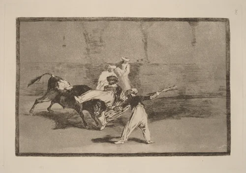Cogida de un moro estando en la plaza (A Moor Caught by the Bull in the Ring) by Francisco Goya, portfolio, 1816