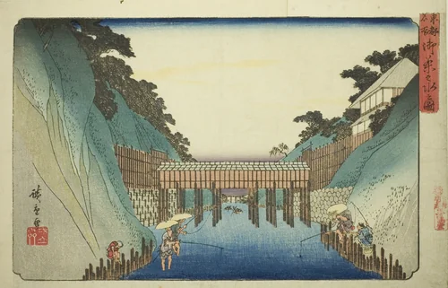 View of Ochanomizu (Ochanomizu no zu), from the series "Famous Places in the Eastern Capital (Toto meisho)" by Utagawa Hiroshige (歌川広重), print, 1827-1844