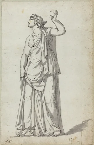 Roman Statue of a Muse (Anchyrrhoe) by Jacques-Louis David, drawing, 1748-1825