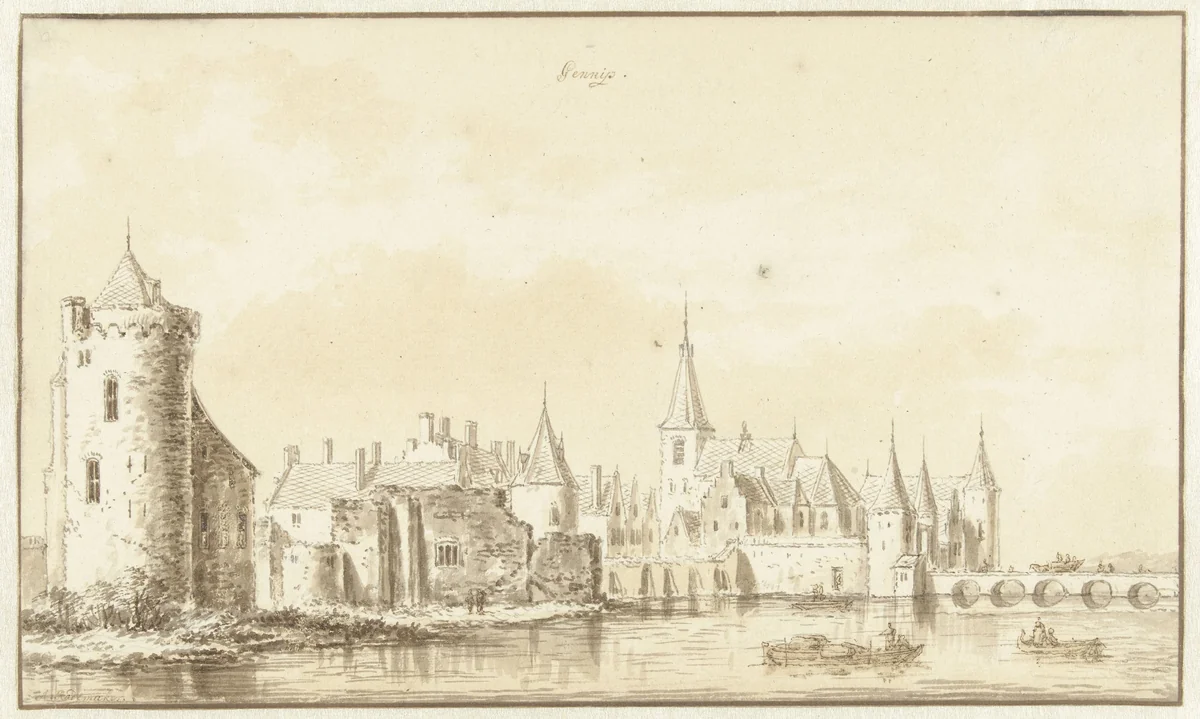 Gezicht op de stad Gennep by Abraham Rademaker, drawing, 1685-1735