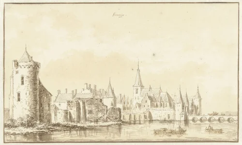Gezicht op de stad Gennep by Abraham Rademaker, drawing, 1685-1735