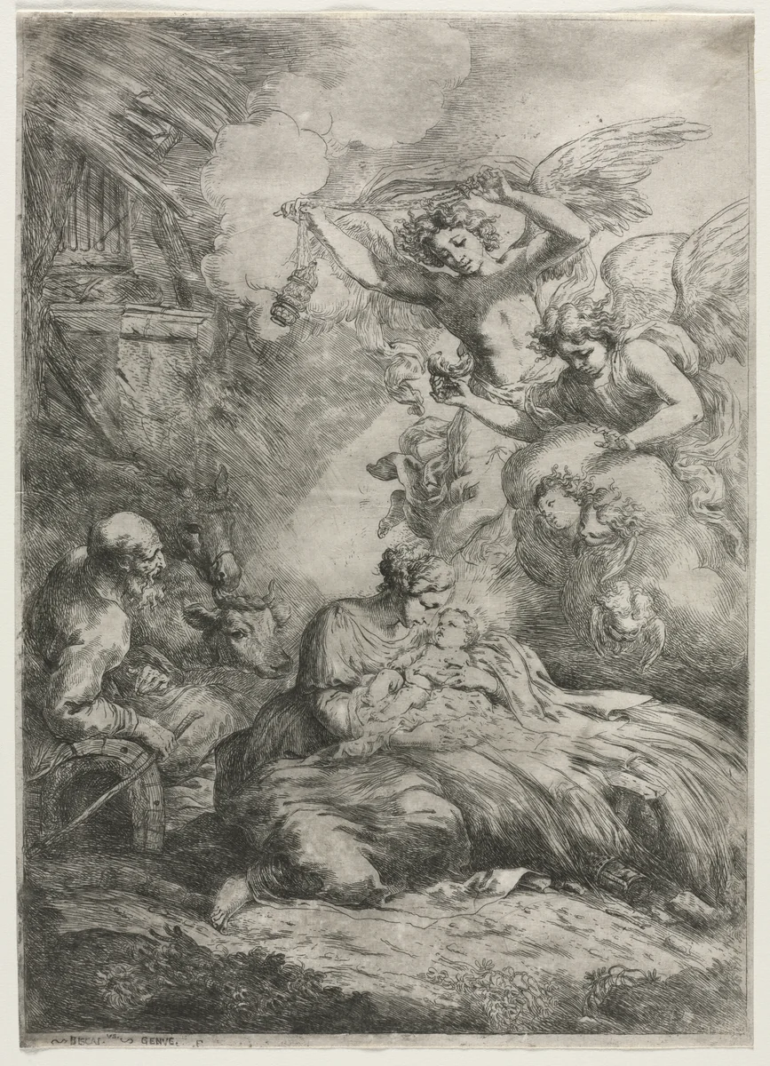 The Nativity by Bartolomeo Biscaino, print, 1647-1657