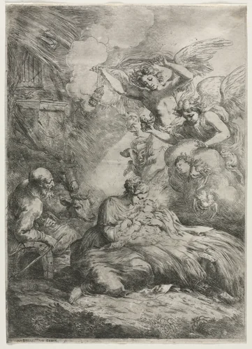 The Nativity by Bartolomeo Biscaino, print, 1647-1657