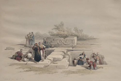 Fountain at Cana by David Roberts, print, 1839